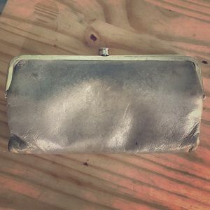 HOBO Gold Leather Clutch Wallet